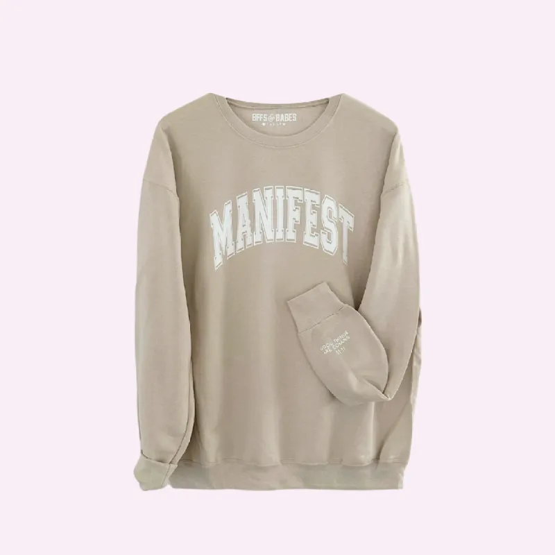MANIFEST ♡ Jenna Crandall Collab beige sweatshirt sold by BFFS & BABES