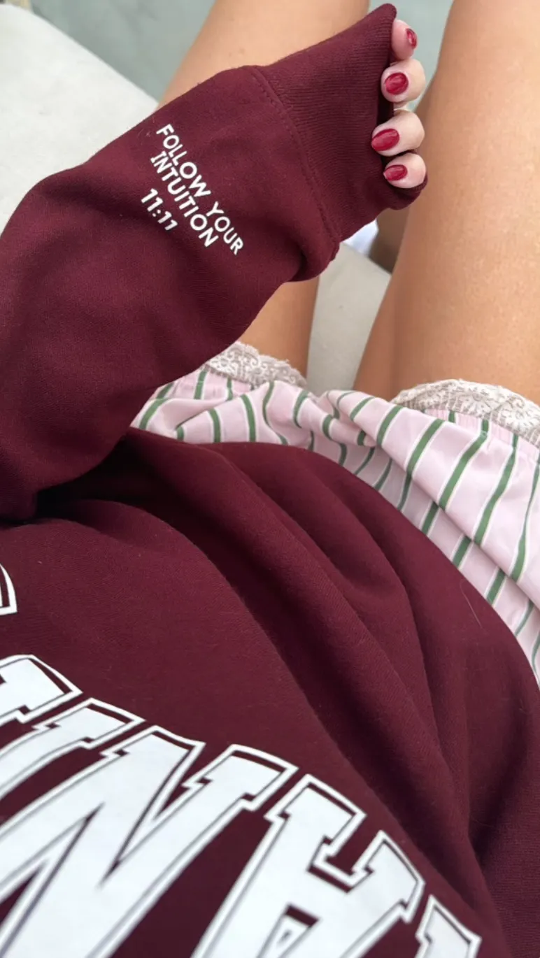 MANIFEST ♡ Jenna Crandall Collab burgundy sweatshirt sold by BFFS & BABES product image thumbnail 2