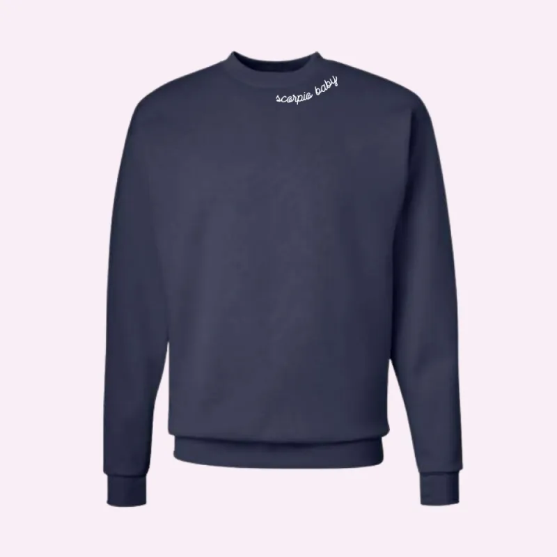 NAVY WITH CUSTOM STITCH ♡ adult embroidered sweatshirt sold by BFFS & BABES