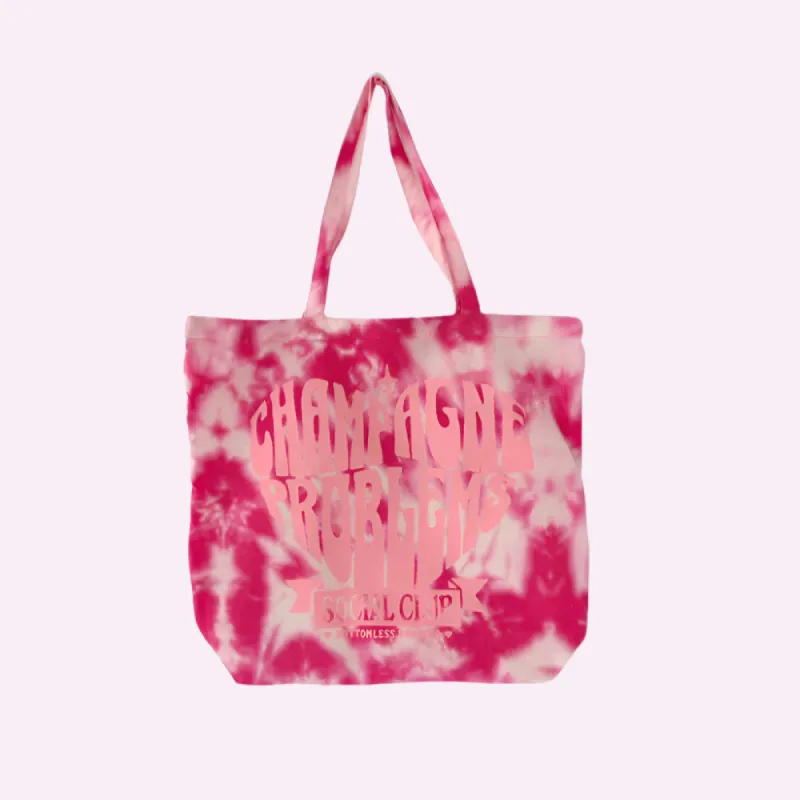 CHAMPAGNE PROBS ♡ lightweight tie-dye tote sold by BFFS & BABES