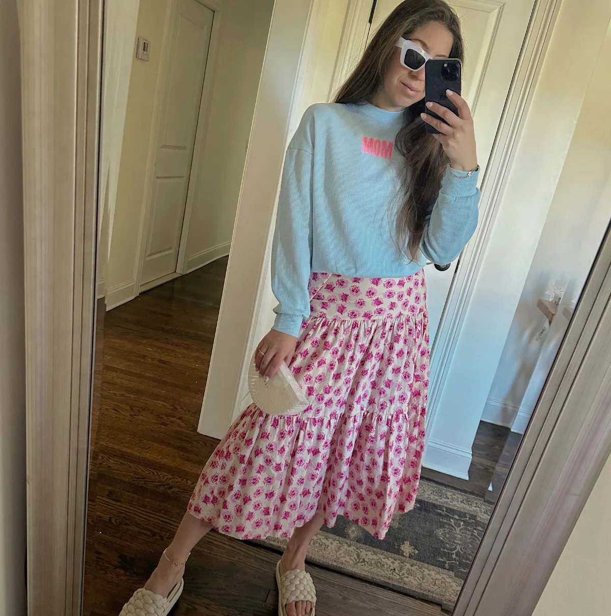 MOM CROP ♡ embroidered waffle mock neck sold by BFFS & BABES product image thumbnail 2