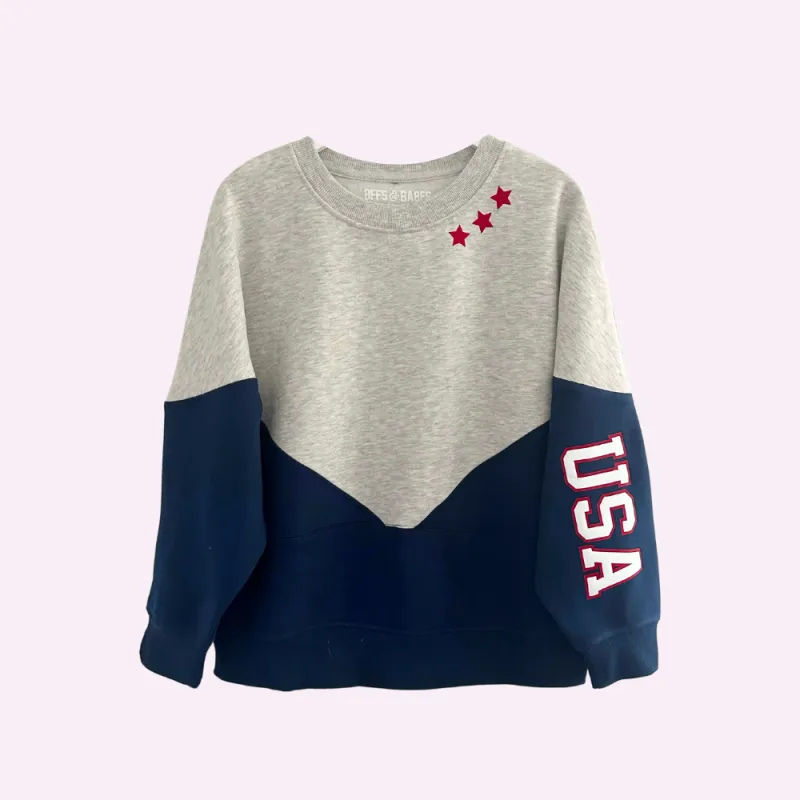 USA ♡ colorblock drop shoulder sweatshirt sold by BFFS & BABES