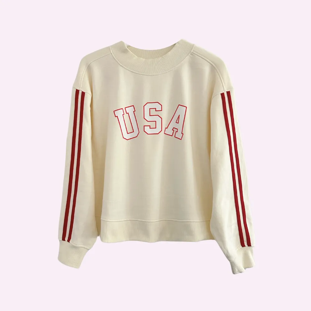 USA ♡ varsity mock-neck pullover sold by BFFS & BABES
