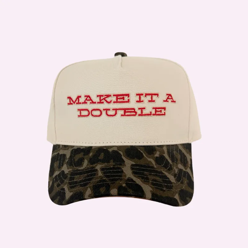 MAKE IT A DOUBLE ♡ leopard embroidered classic hat made by BFFS & BABES