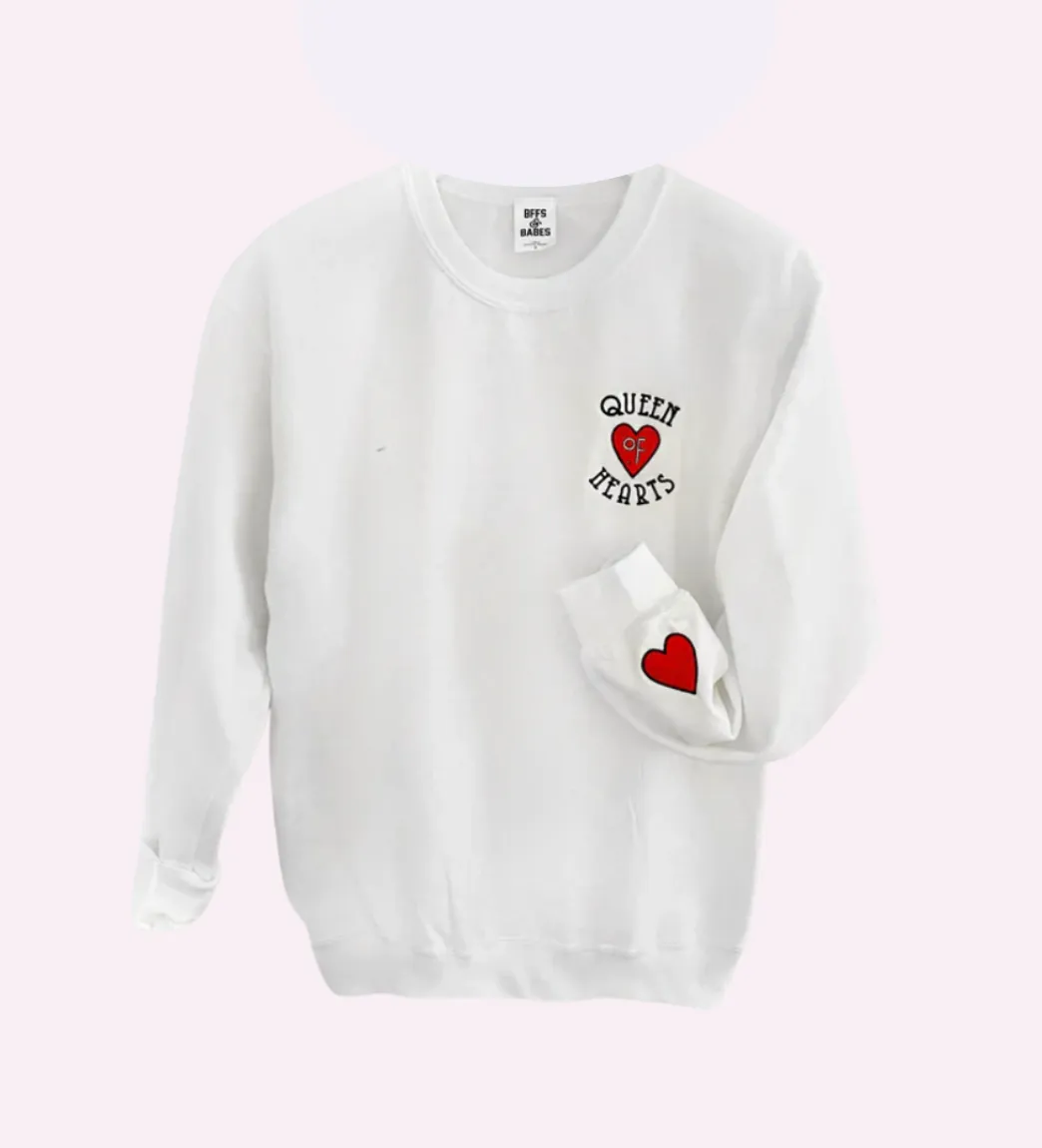 QUEEN OF HEARTS ♡ EMBROIDERED SWEATSHIRT sold by BFFS & BABES