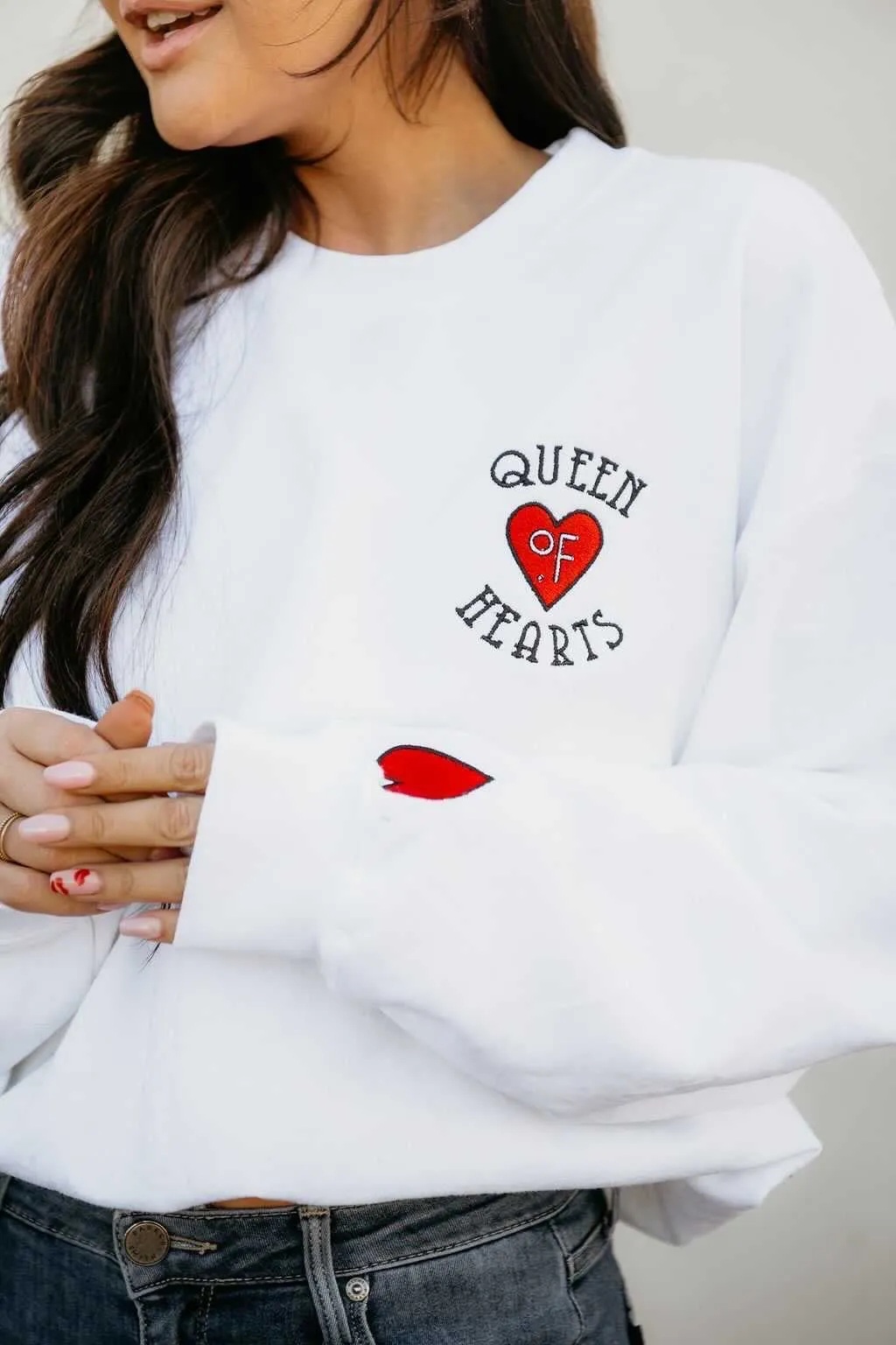QUEEN OF HEARTS ♡ EMBROIDERED SWEATSHIRT sold by BFFS & BABES product image thumbnail 2