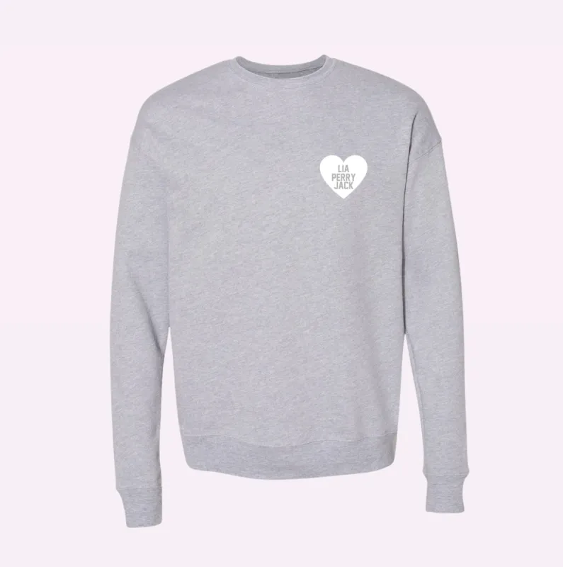 HEART U MOST ♡ grey sweatshirt with white heart sold by BFFS & BABES