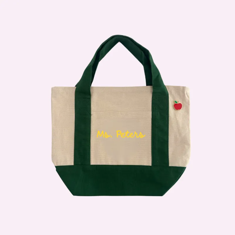 CUSTOM TEACHER MINI TOTE ♡ personalizable mini canvas tote sold by BFFS & BABES