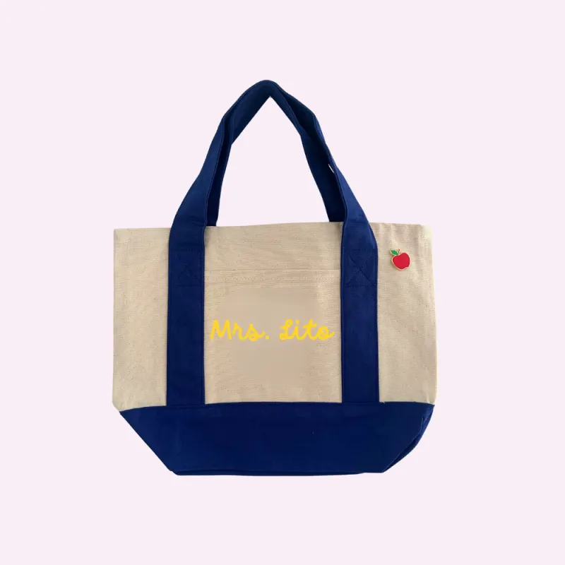 CUSTOM TEACHER MINI TOTE ♡ personalizable mini canvas tote sold by BFFS & BABES