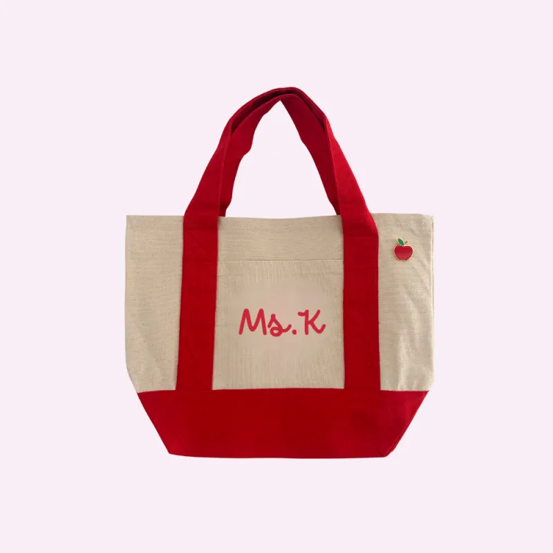 CUSTOM TEACHER MINI TOTE ♡ personalizable mini canvas tote sold by BFFS & BABES
