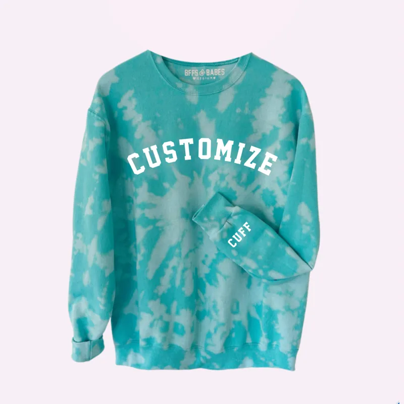 GO TEAM ♡ personalizable turqouise tie-dye sweatshirt sold by BFFS & BABES