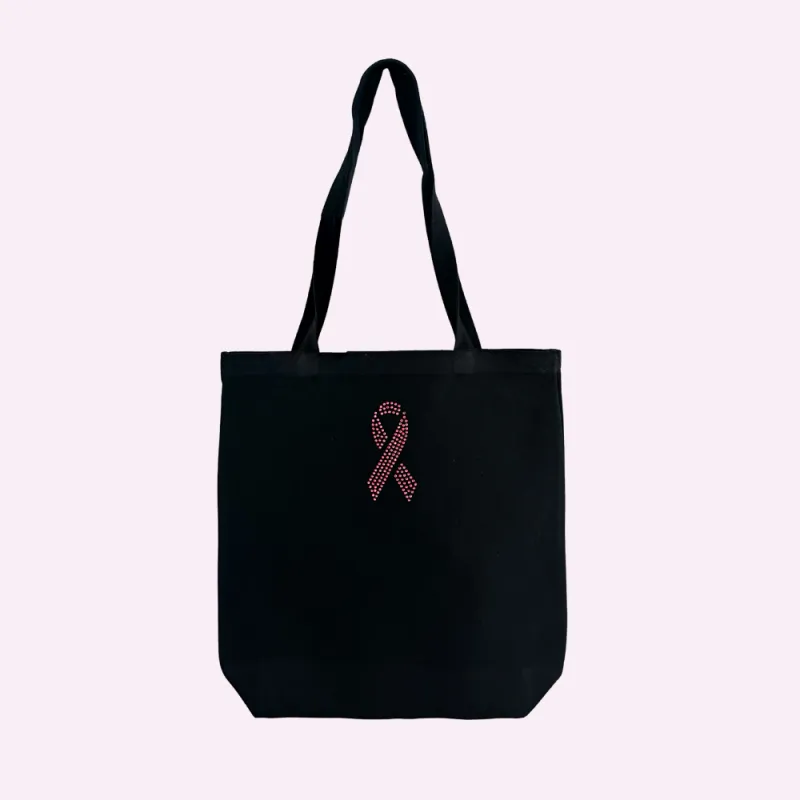 BCA SHINE ♡ black tote with pink rhinestone ribbon sold by BFFS & BABES