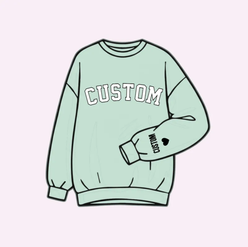 LOVE ON THE CUFF ♡ build your own varsity sweatshirt with personalized cuff sold by BFFS & BABES