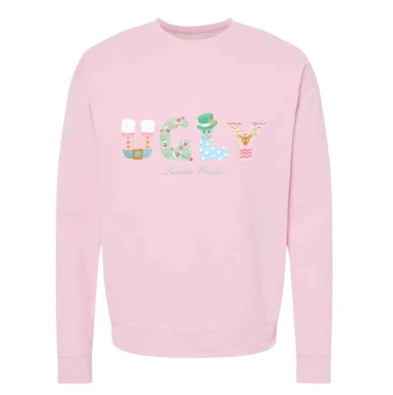 SWEATER WEATHER ♡ holiday junkie x pink sweatshirt made by BFFS & BABES