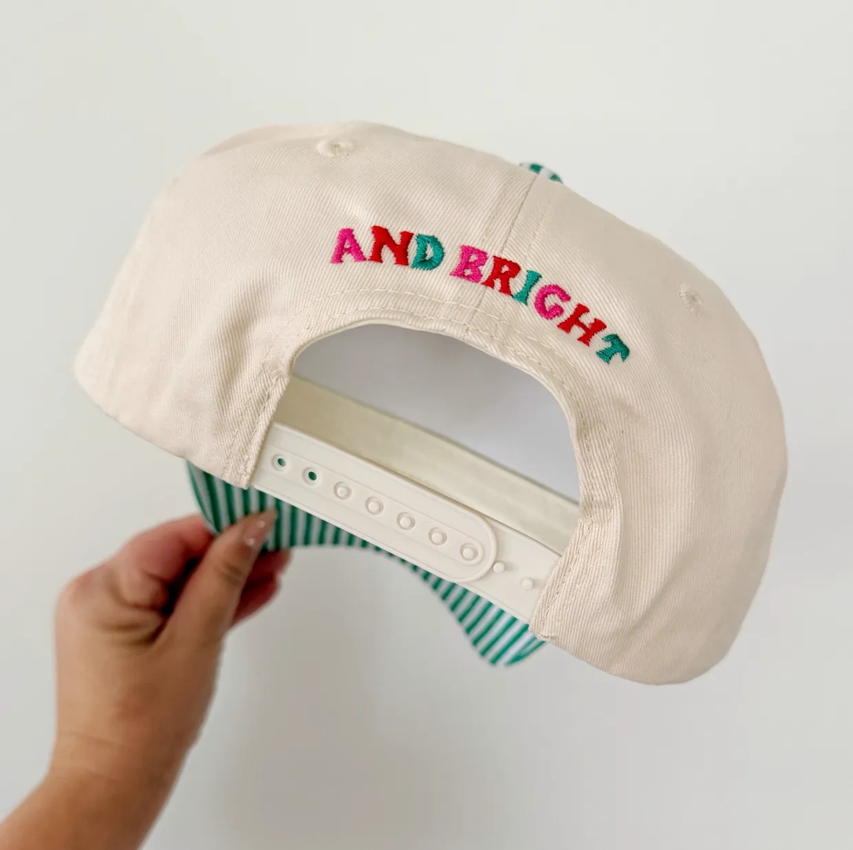 MERRY & BRIGHT ♡ embroidered striped brim hat sold by BFFS & BABES product image thumbnail 2