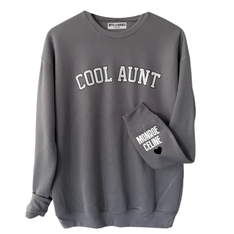 [IN STOCK] LOVE ON THE CUFF ♡ stormy cool aunt sweatshirt with personalized cuff sold by BFFS & BABES