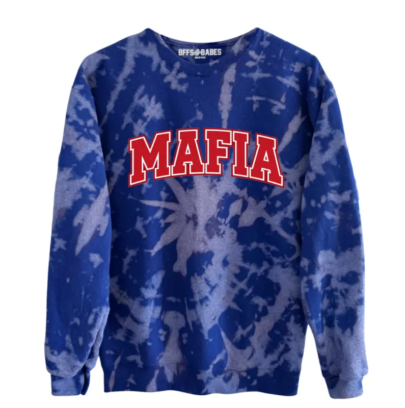 MAFIA ♡ adult tie-dye varsity sweatshirt sold by BFFS & BABES