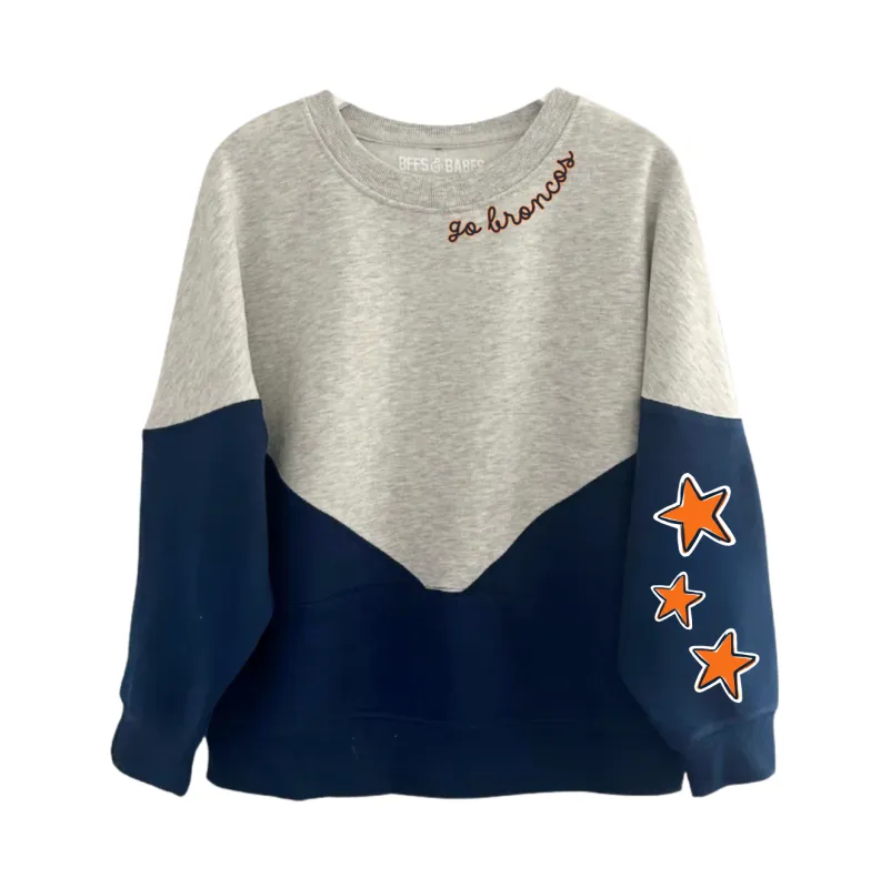 GO BRONCOS ♡ colorblock drop shoulder sweatshirt made by BFFS & BABES