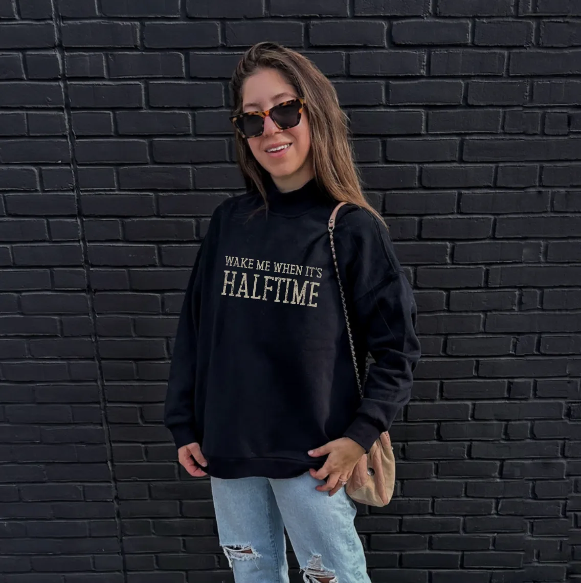 VINTAGE PRINT ♡ black mock neck sweatshirt sold by BFFS & BABES product image thumbnail 2