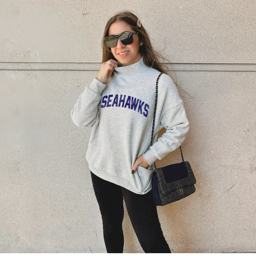 VINTAGE PRINT ♡ gray mock neck sweatshirt sold by BFFS & BABES product image thumbnail 2