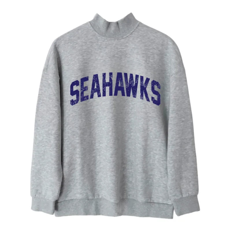 VINTAGE PRINT ♡ gray mock neck sweatshirt sold by BFFS & BABES