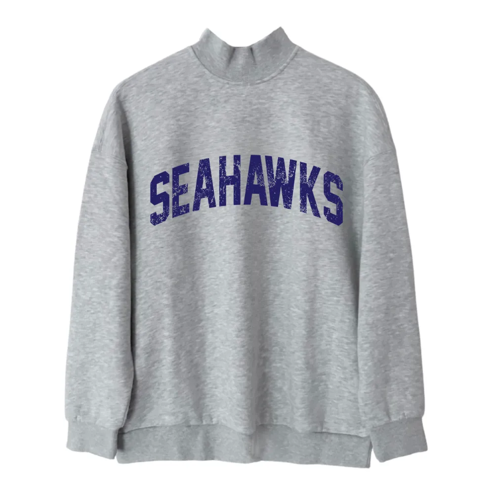 VINTAGE PRINT ♡ gray mock neck sweatshirt sold by BFFS & BABES