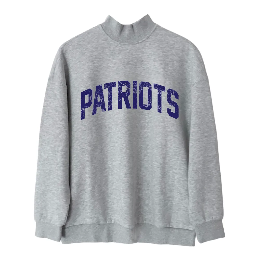 VINTAGE PRINT ♡ gray mock neck sweatshirt sold by BFFS & BABES