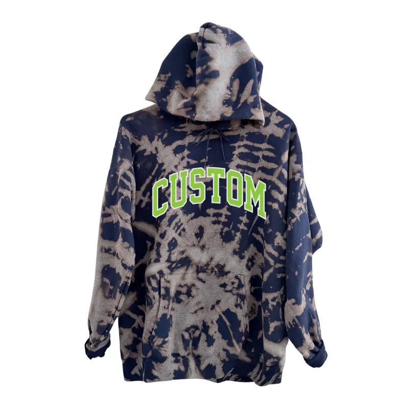 CUSTOM VARSITY HOODIE ♡ adult tie-dye varsity hooded sweatshirt sold by BFFS & BABES