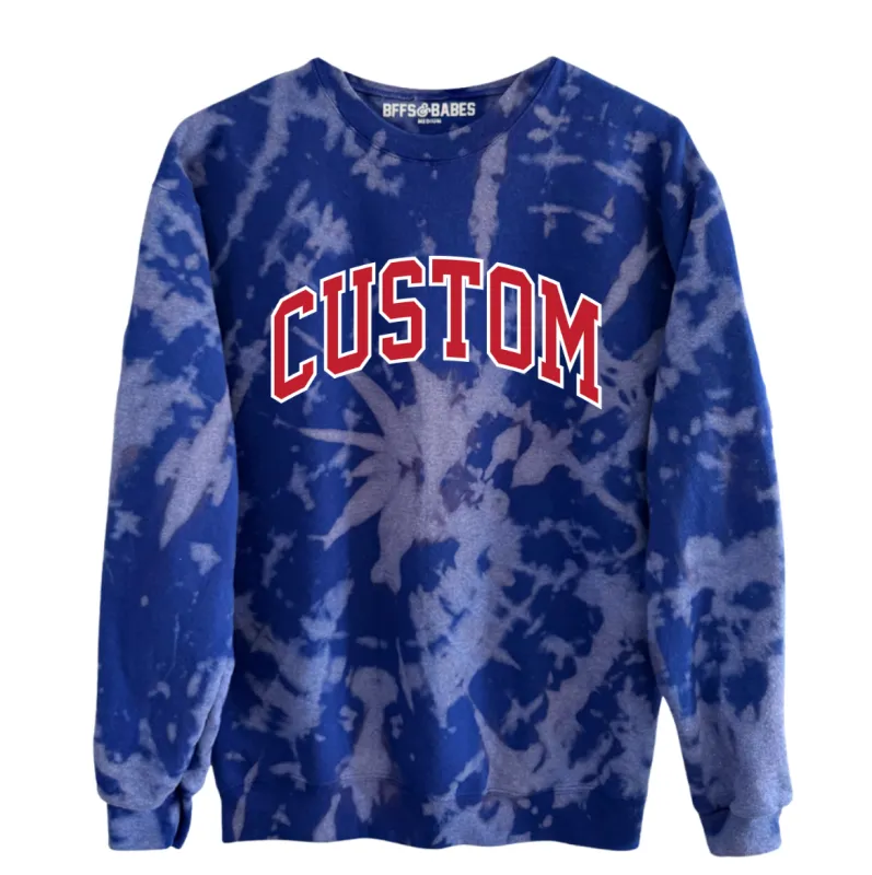 CUSTOM VARSITY SWEATSHIRT ♡ adult tie-dye varsity sweatshirt sold by BFFS & BABES
