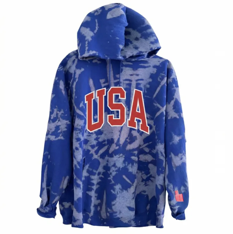 USA HOODIE ♡ tie-dye varsity hooded sweatshirt sold by BFFS & BABES