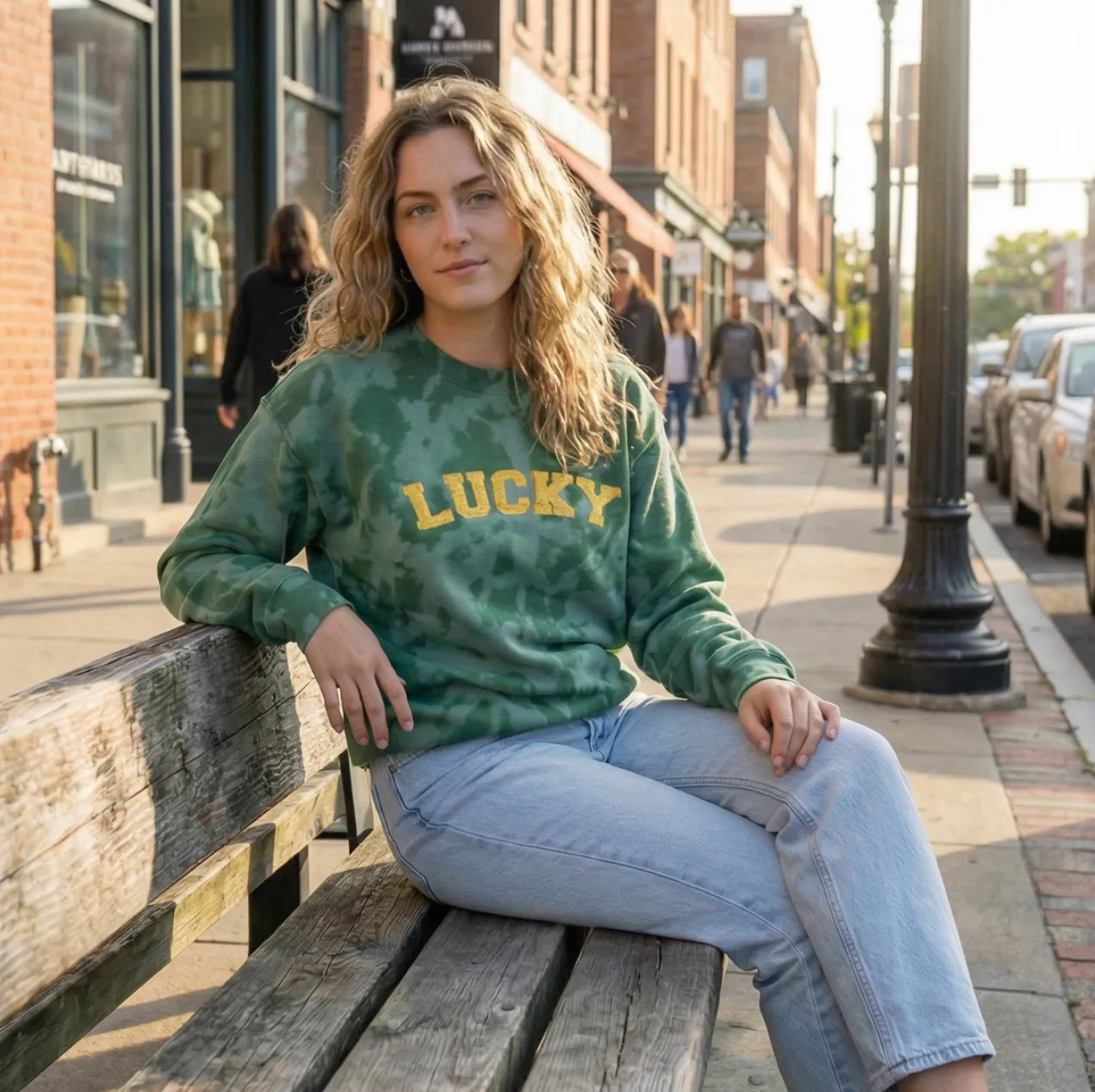 LUCKY GOLD STITCH ♡ tie-dye sweatshirt sold by BFFS & BABES product image thumbnail 2
