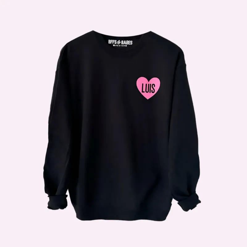 HEART U MOST ♡ black sweatshirt with pink heart sold by BFFS & BABES