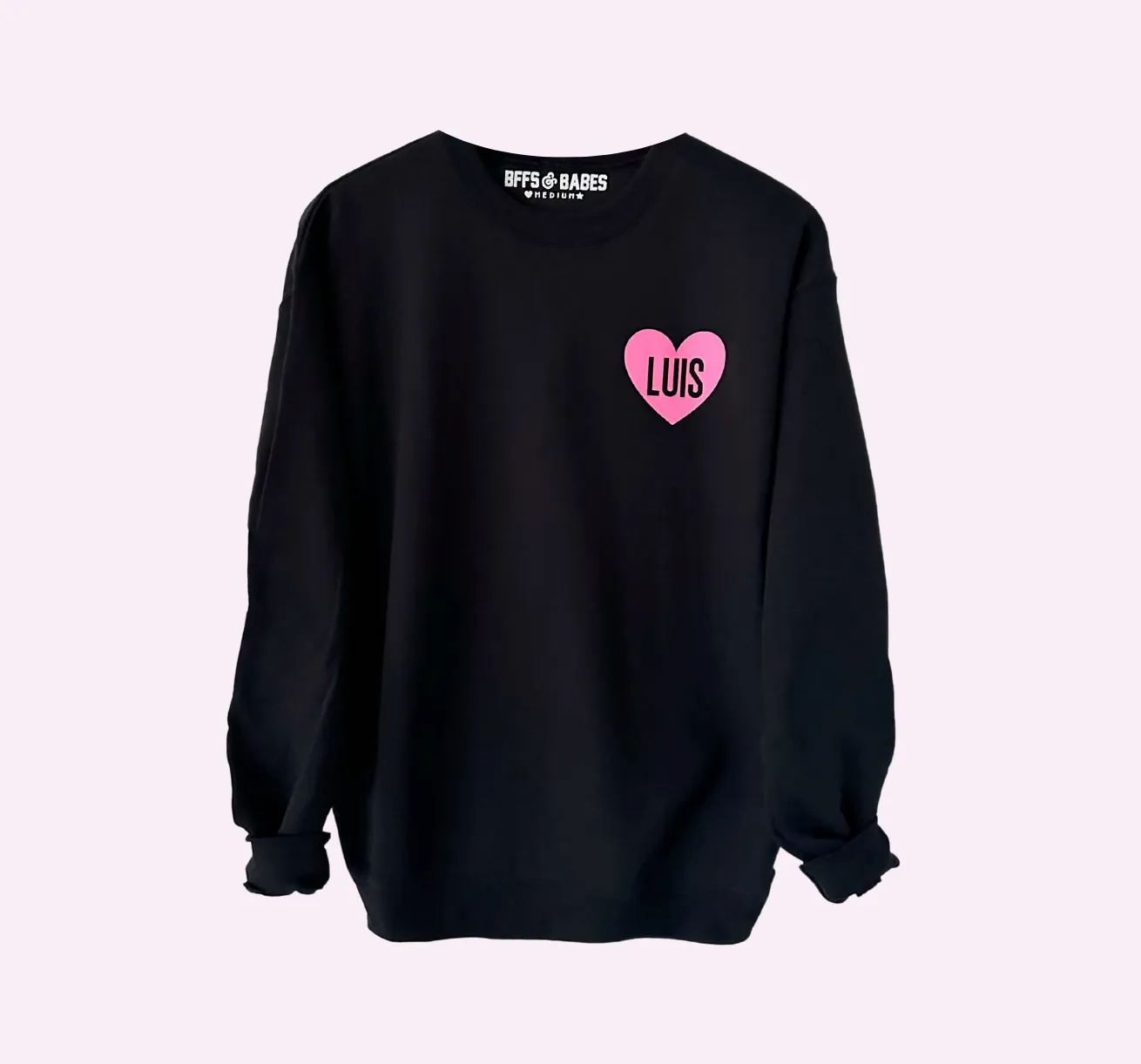 HEART U MOST ♡ black sweatshirt with pink heart sold by BFFS & BABES product image thumbnail 3