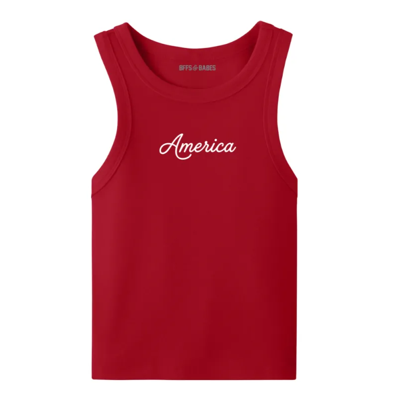 AMERICA ♡ printed tank made by BFFS & BABES