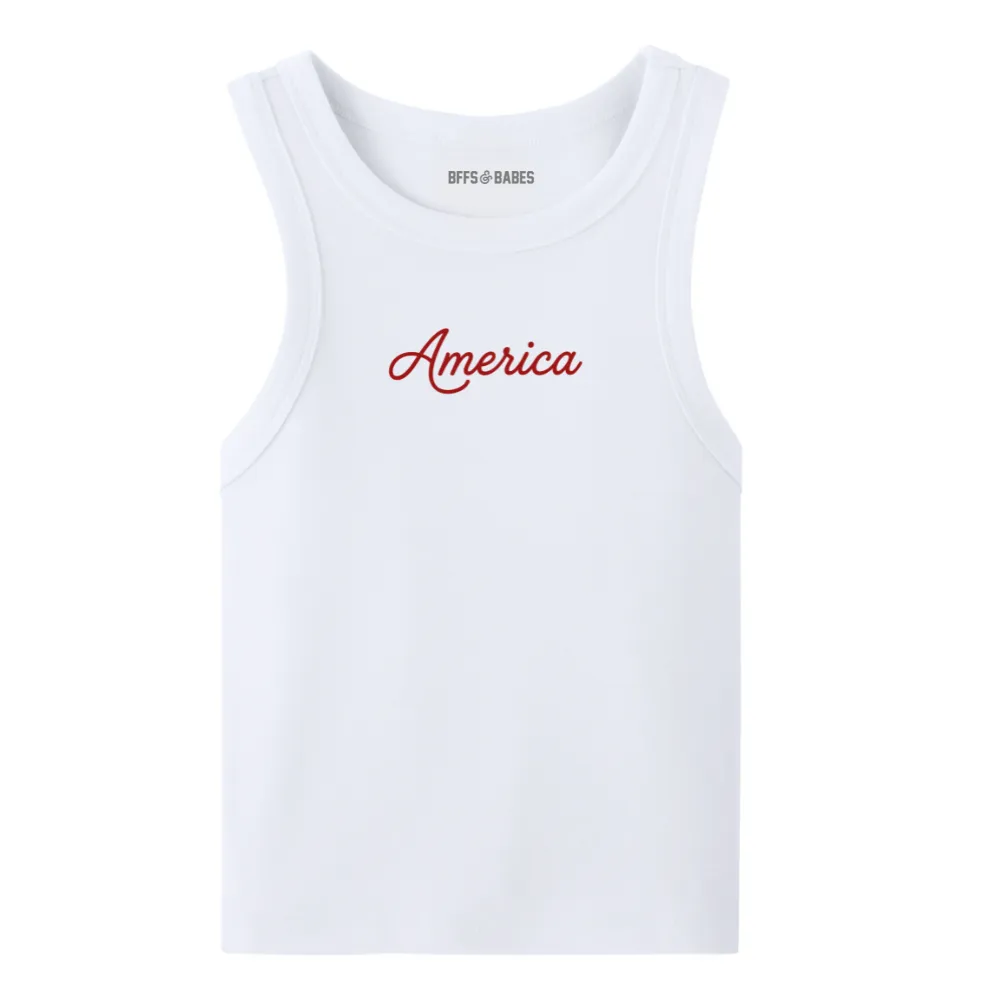 AMERICA ♡ printed tank sold by BFFS & BABES product image thumbnail 4