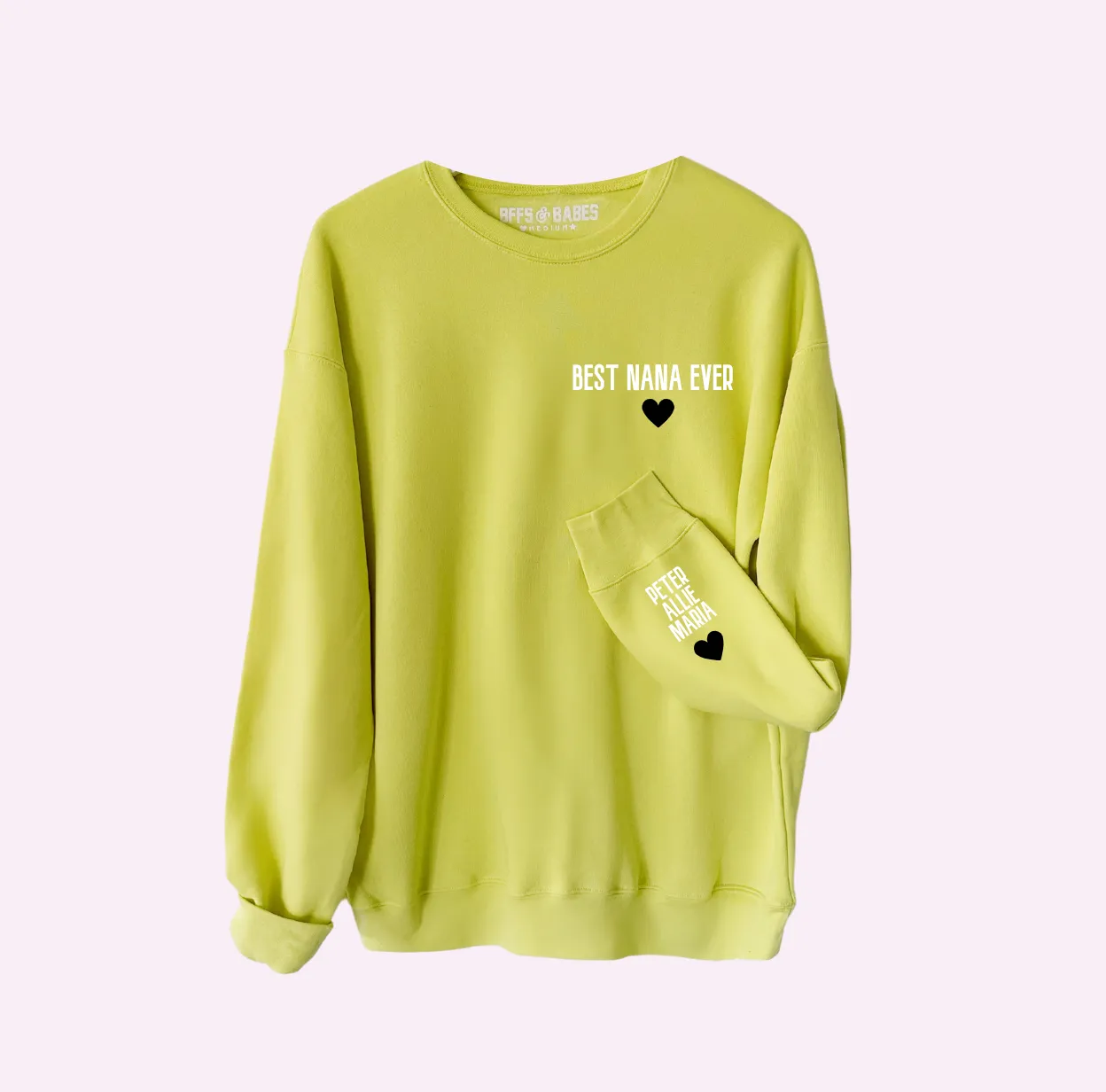 LOVE ON THE CUFF ♡ customizable citrus sweatshirt with personalized cuff sold by BFFS & BABES