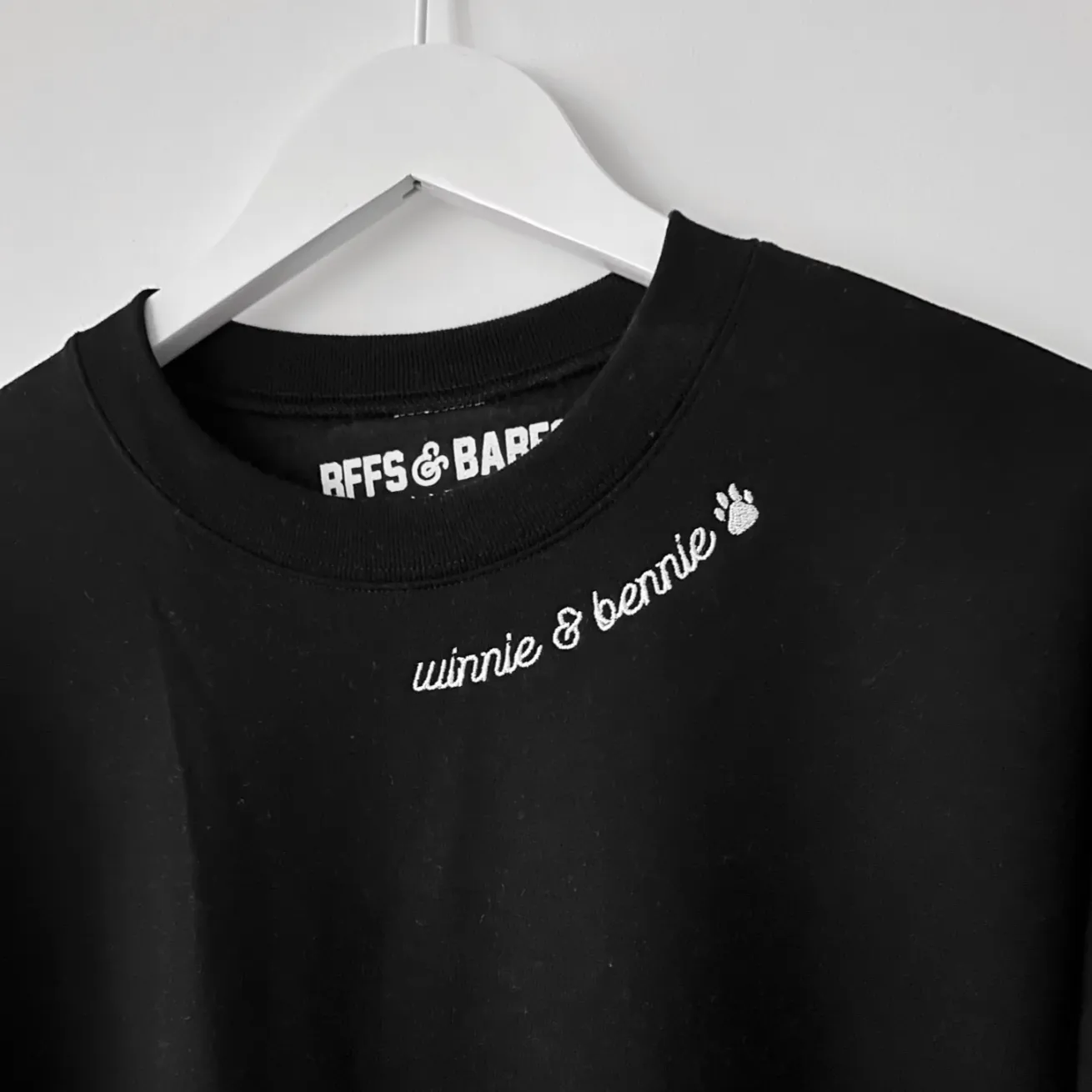 PAW STITCH ♡ black custom embroidered sweatshirt with paw print sold by BFFS & BABES product image thumbnail 2