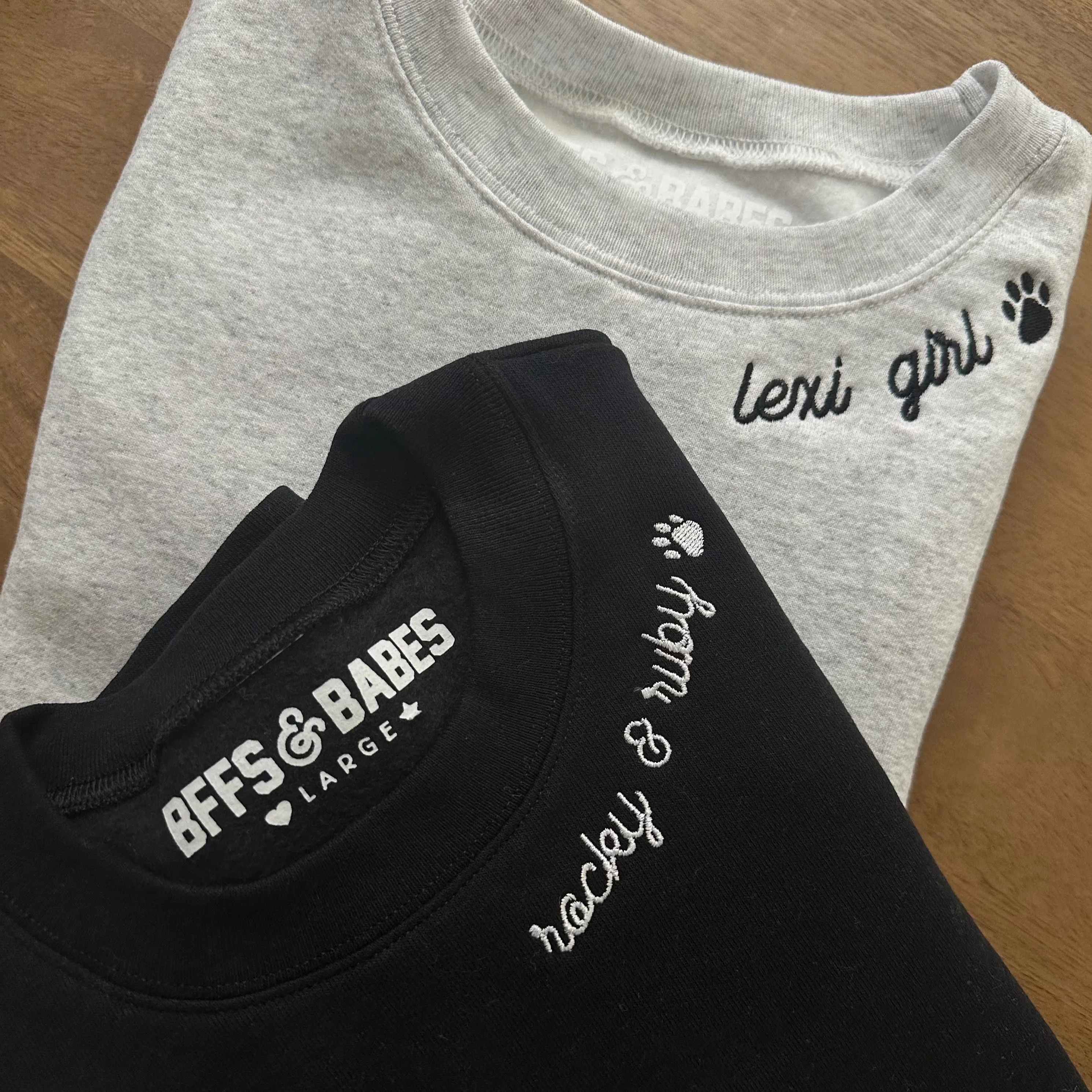 PAW STITCH ♡ black custom embroidered sweatshirt with paw print sold by BFFS & BABES product image thumbnail 3