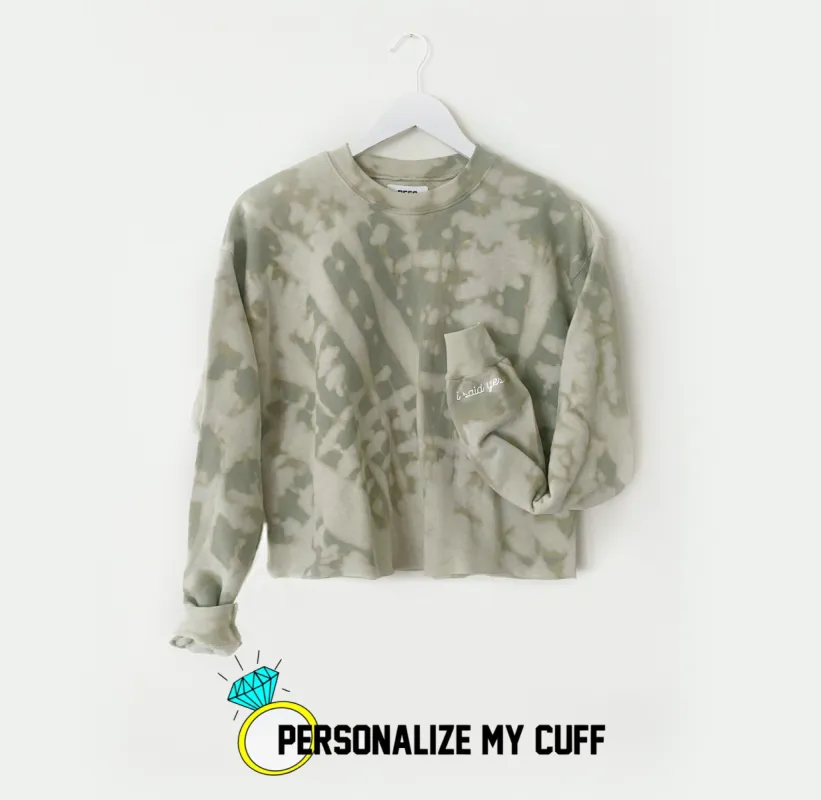 MOSS MOVES ENGAGED AF ♡ custom cuff cropped sweatshirt made by BFFS & BABES