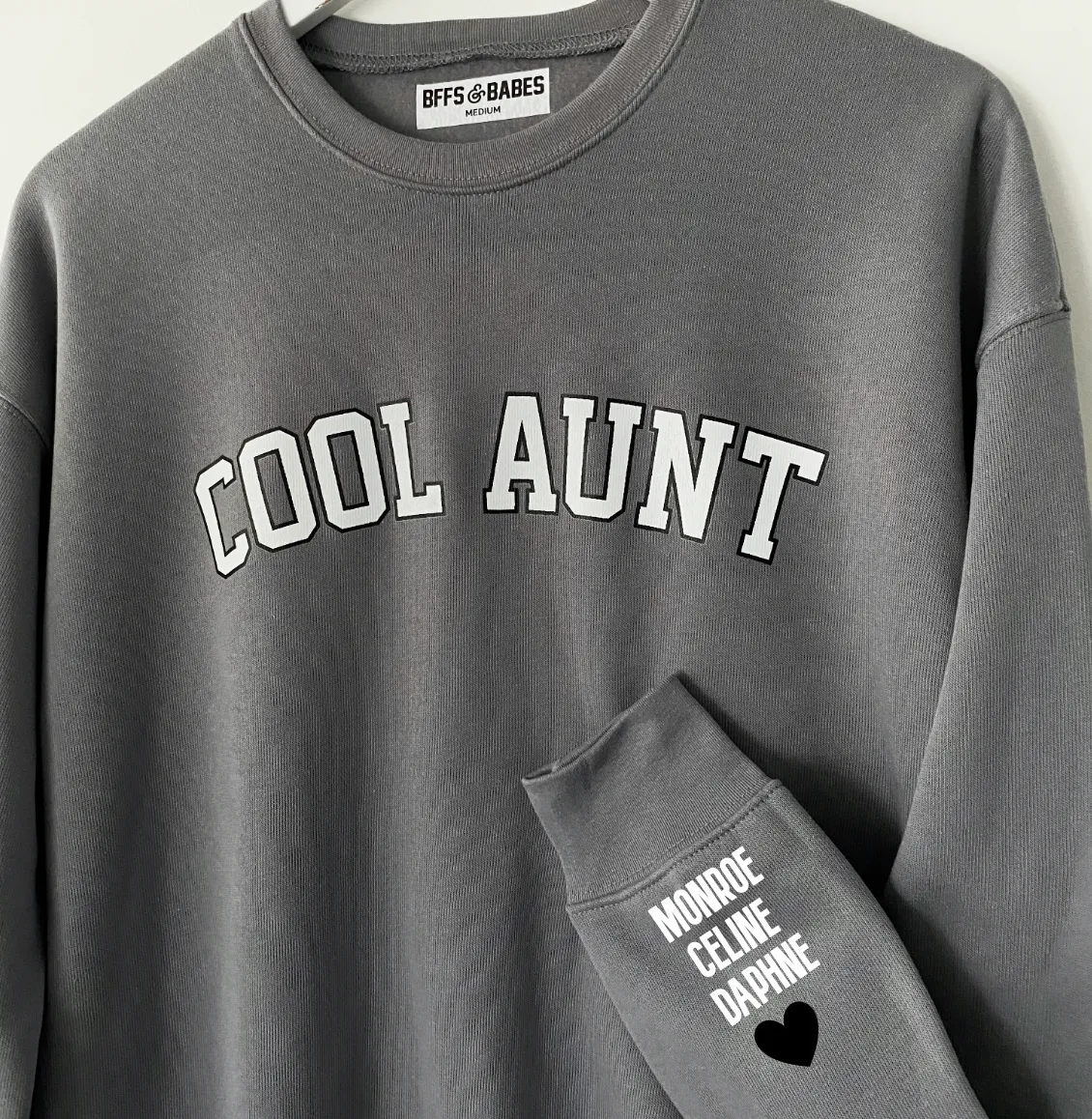 LOVE ON THE CUFF ♡ stormy cool aunt sweatshirt with personalized cuff sold by BFFS & BABES product image thumbnail 2