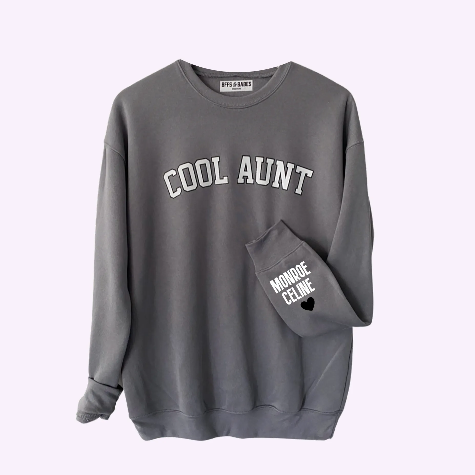 LOVE ON THE CUFF ♡ stormy cool aunt sweatshirt with personalized cuff sold by BFFS & BABES