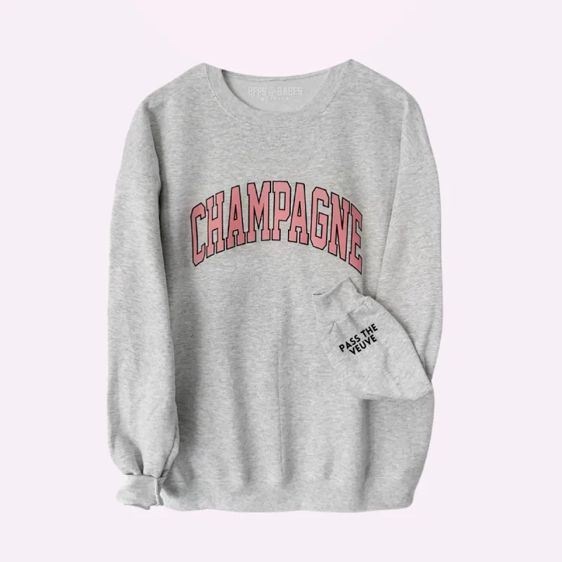 CHAMPAGNE ♡ sweatshirt with customizable cuff sold by BFFS & BABES