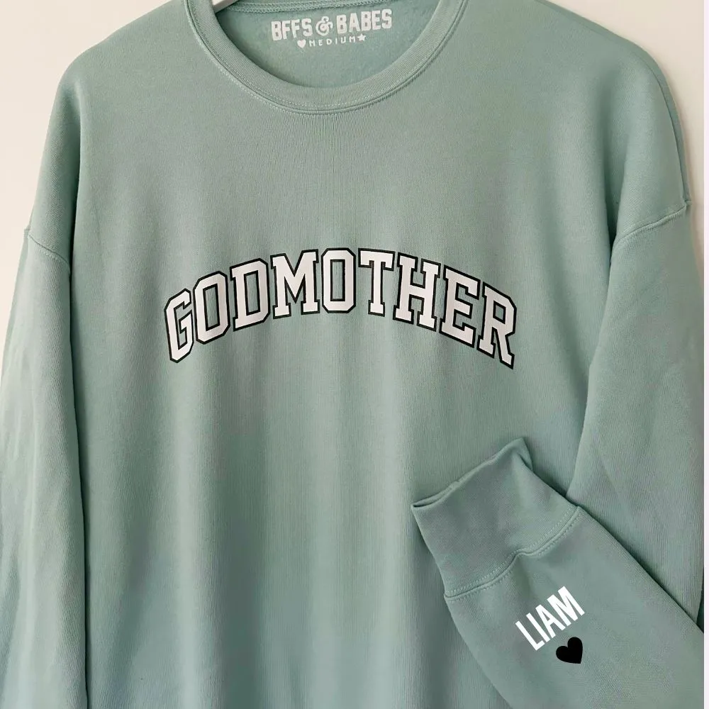 LOVE ON THE CUFF ♡ seafoam godmother sweatshirt with personalized cuff sold by BFFS & BABES product image thumbnail 3