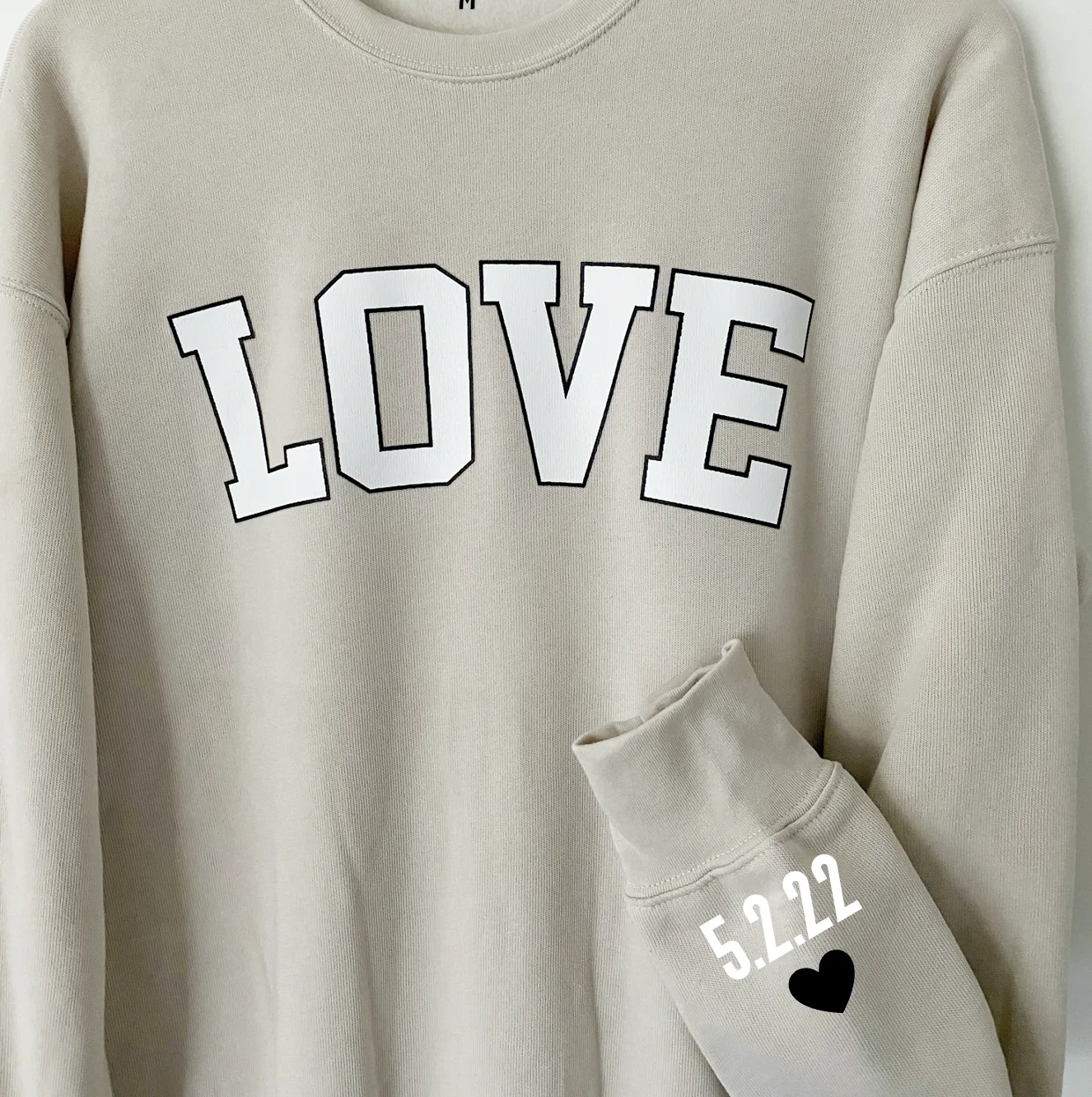 LOVE ON THE CUFF ♡ neutral love sweatshirt with personalized cuff sold by BFFS & BABES product image thumbnail 4