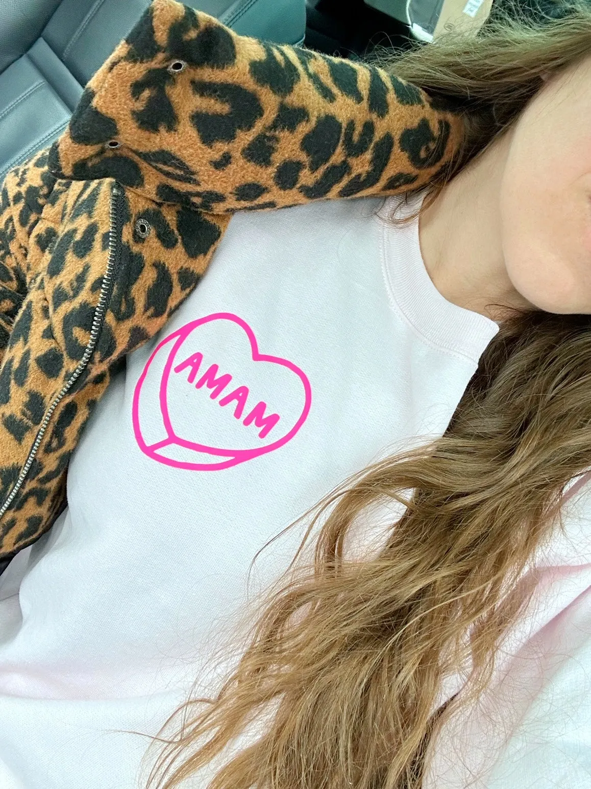 LUV LETTERS ♡ personalizable pink adult sweatshirt sold by BFFS & BABES product image thumbnail 3