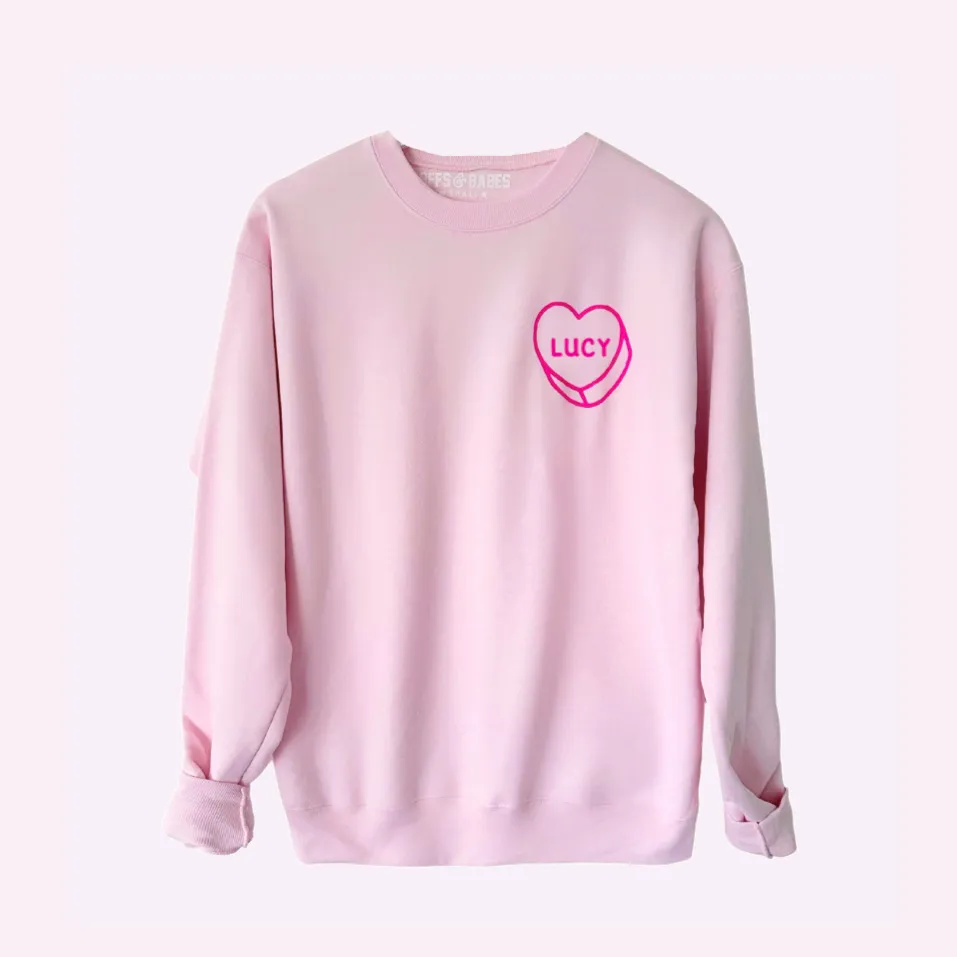 LUV LETTERS ♡ personalizable pink adult sweatshirt sold by BFFS & BABES