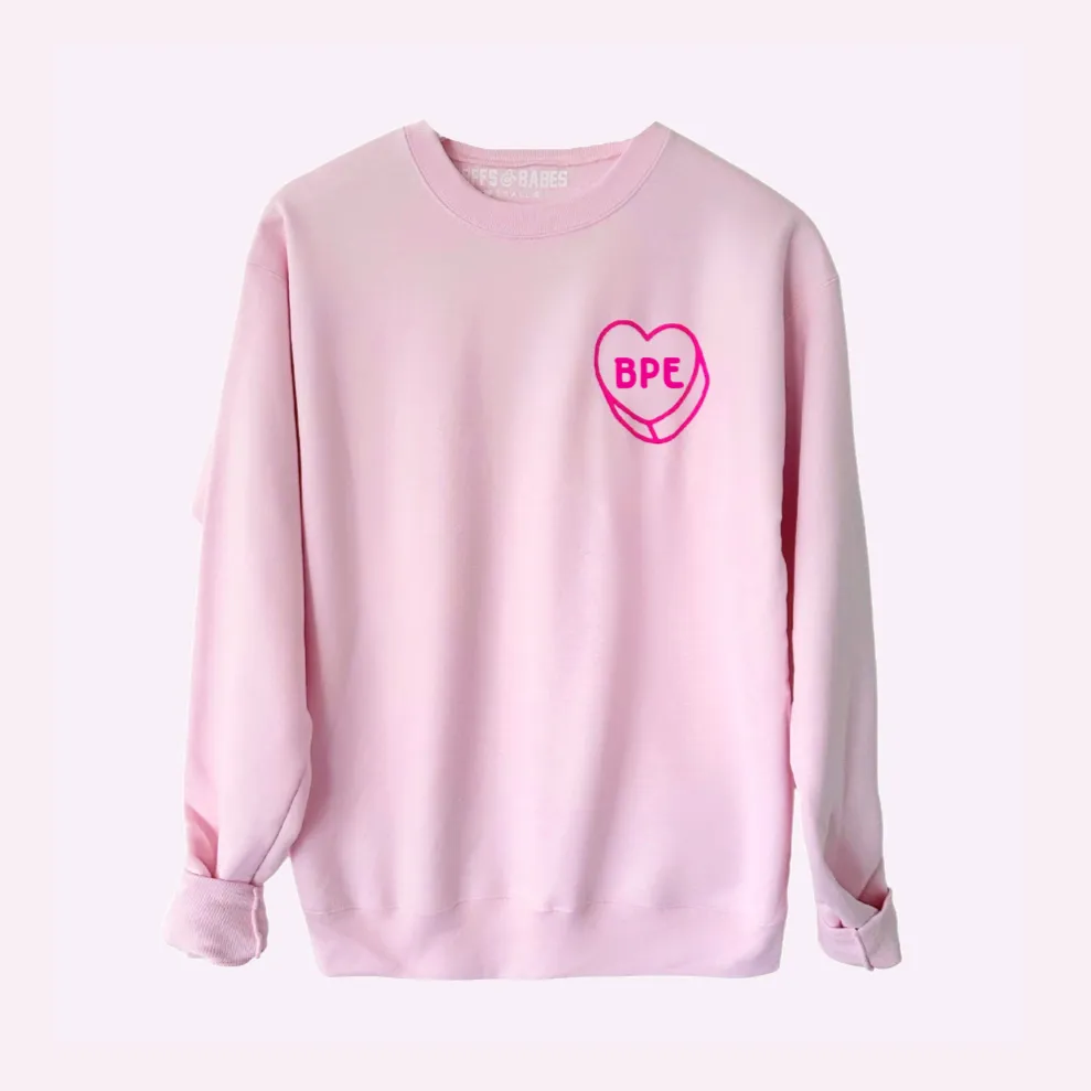 LUV LETTERS ♡ personalizable pink adult sweatshirt sold by BFFS & BABES product image thumbnail 4