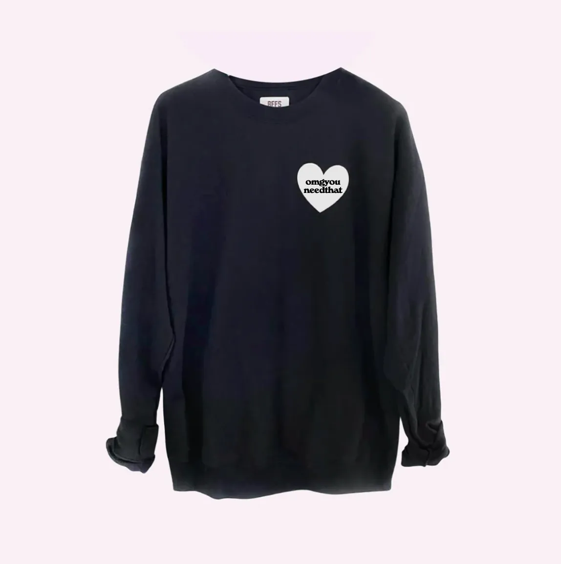 OMGYouNeedThat SWEATSHIRT ♡ heart sweatshirt in black/white sold by BFFS & BABES