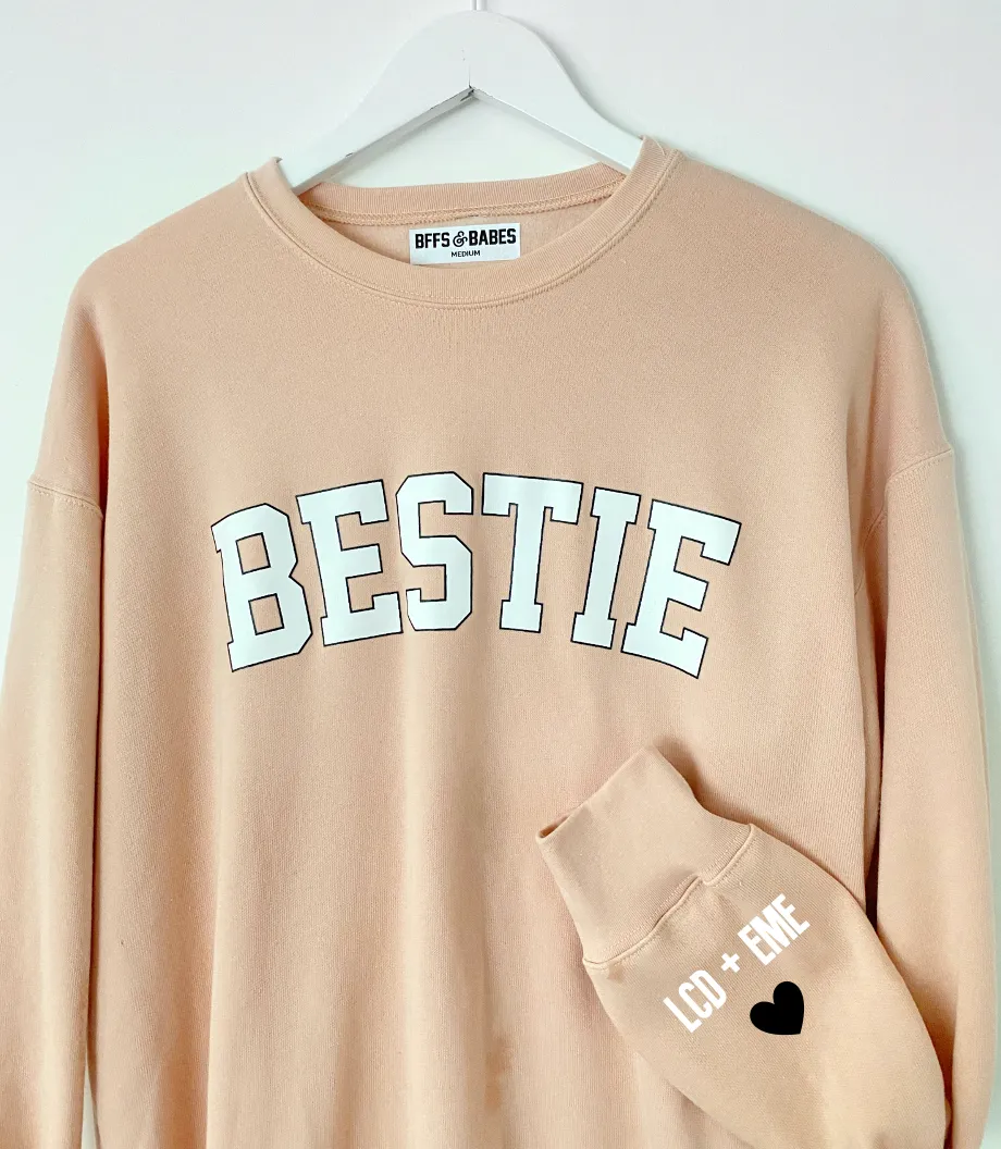 LOVE ON THE CUFF ♡ blush bestie sweatshirt with personalized cuff sold by BFFS & BABES product image thumbnail 2