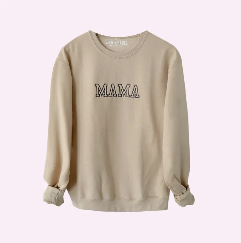 MAMA VARSITY STITCH ♡ embroidered mama sweatshirt sold by BFFS & BABES